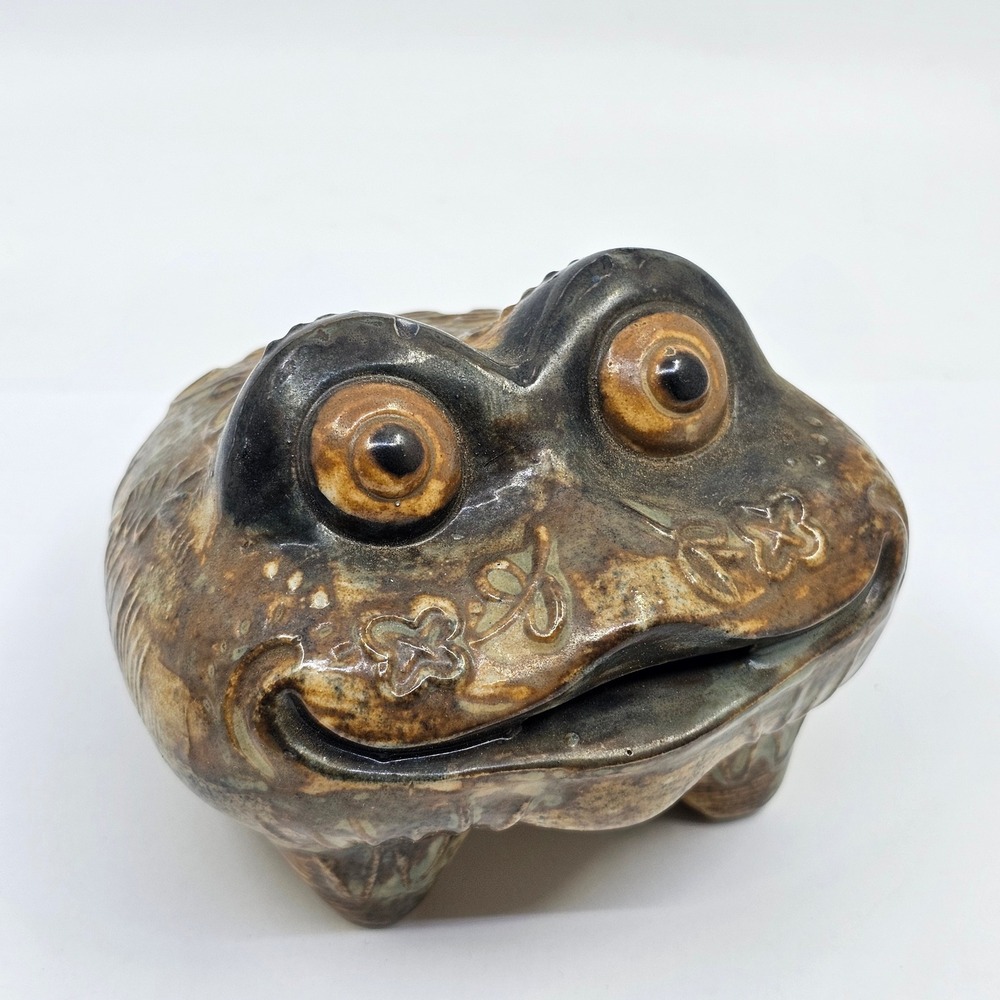 Vintage Otagiri Japan OMC Stoneware Frog Toad Coin Bank Glazed Ceramic Figurine